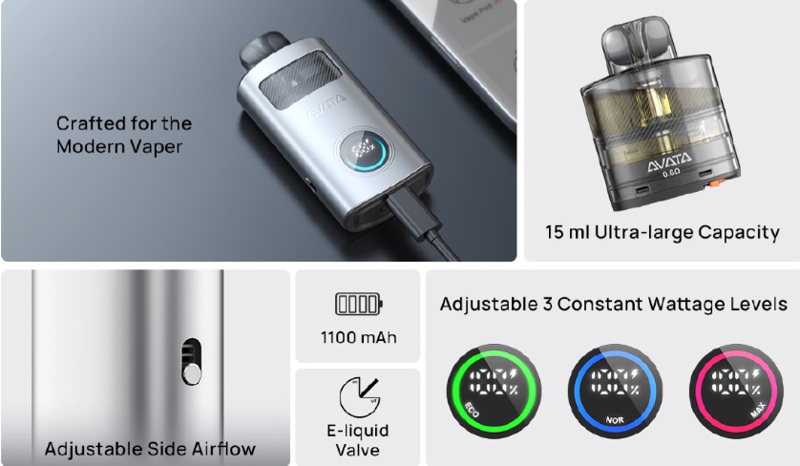 Description détaillé du nouveau kit Avata de la marque aspire un pod en 1100mah